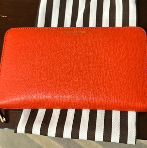 🤎 Henri Bendel ®️ Orange Leather Continental Zipper Wallet Preowned - Picture 7 of 12